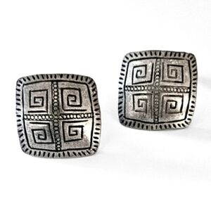 Vintage Silver Concho Clip on Earrings